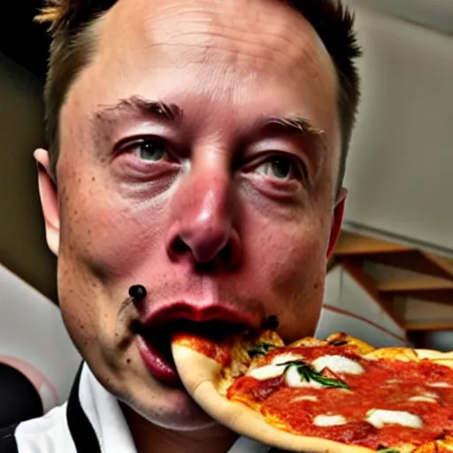 Image similar to elon musk eating pizza