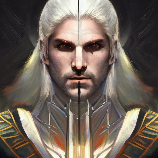 Prompt: symmetry!! portrait of the witcher, thunder, sci - fi, glowing lights!! intricate, elegant, highly detailed, digital painting, artstation, concept art, smooth, sharp focus, illustration, art by artgerm and greg rutkowski and alphonse mucha, 8 k