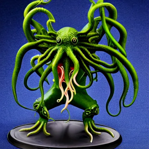 Prompt: a cthulhu action figure with articulated tentacles, product shot