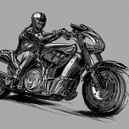 Prompt: concept art prometheus motorcycle blueprint