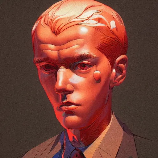 Image similar to prompt : soviet doomer portrait soft light painted by james jean and katsuhiro otomo and erik jones, inspired by akira anime, smooth face feature, intricate oil painting, high detail illustration, sharp high detail, manga and anime 1 9 9 9