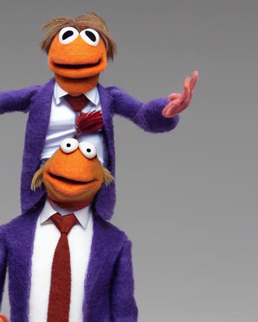 Image similar to saul goodman as a muppet. highly detailed felt. hyper real photo. 4 k.