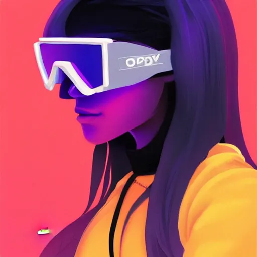 Prompt: zendaya wearing opaque reflective goggles profile picture by Greg Rutkowski, brown skin, very long hair, dune, asymmetrical, futuristic, neon volumetric lights, cool colors, streetwear, studio ghibli, Organic Painting , Matte Painting, geometric shapes, hard edges, street art, trending on the artstation, fantasy LUT, realistic by Sachin Teng + Martin Grip + Moebius + Patrick Gleason, smooth, sharp focus, illustration, art by John Collier and Albert Aublet and Krenz Cushart and Artem Demura and Alphonse Mucha, techwear, Industrial Scifi, detailed illustration, character portrait,