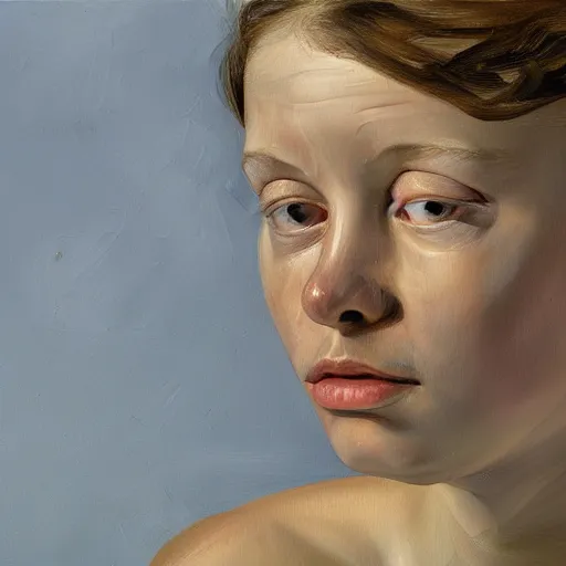 Prompt: high quality high detail painting by lucian freud, hd, girl portrait, photorealistic lighting