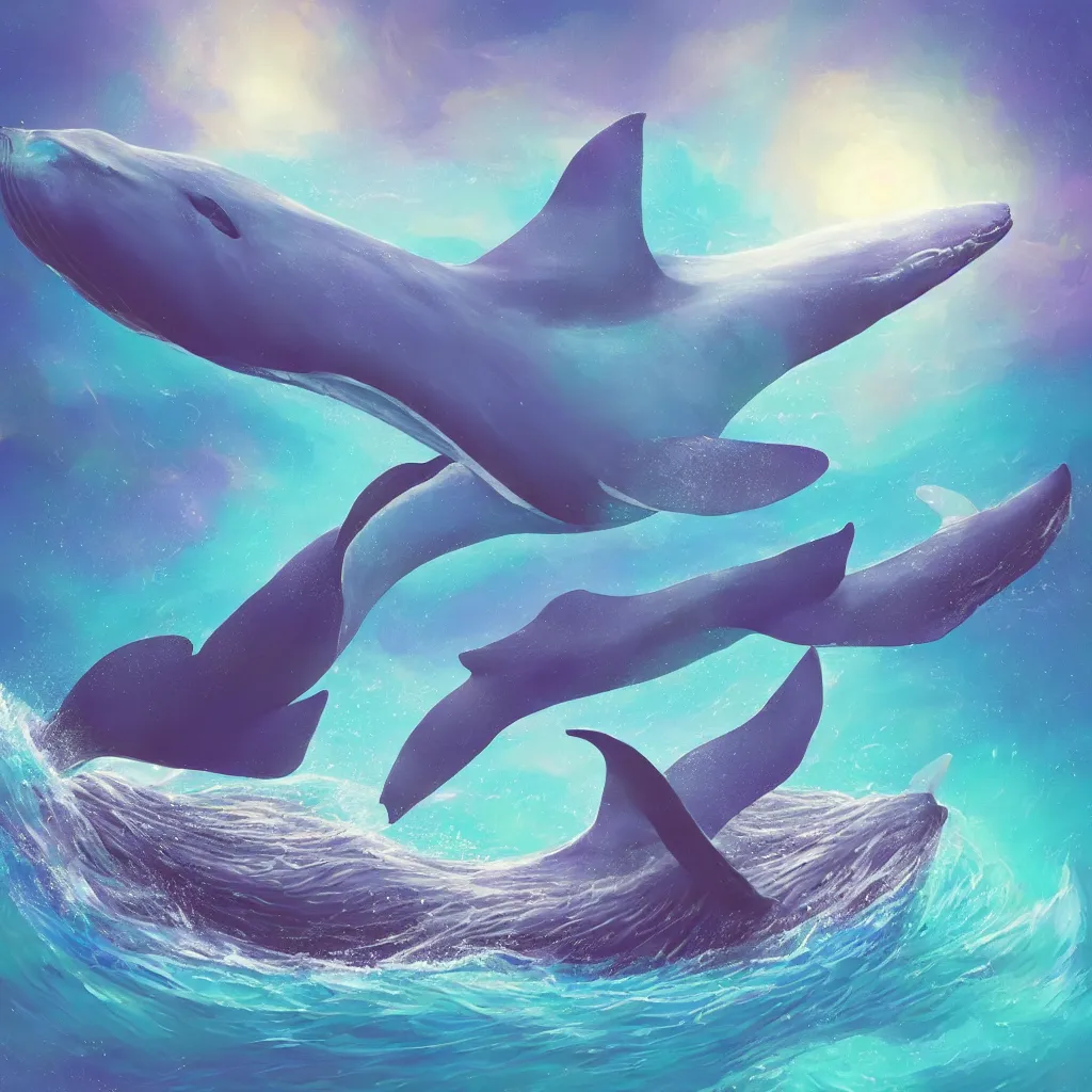 digital painting of a singular fictional whale by | Stable Diffusion