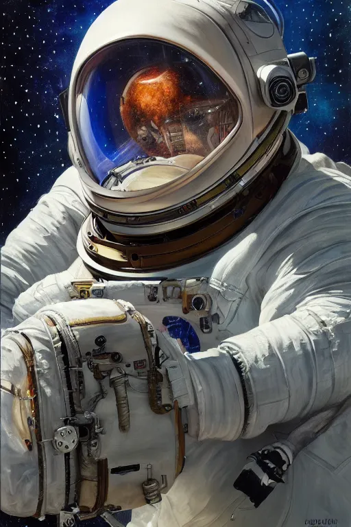 Prompt: whale astronaut, oil on canvas, intricate, portrait, 8 k highly professionally detailed, hdr, cgsociety