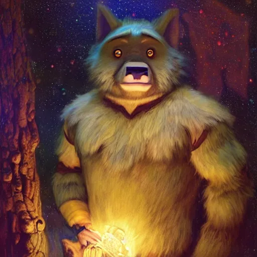 Image similar to a portrait of a male manbearpig in starfleet uniform at night in a dark forest. zootopia fursona furaffinity furry art detailed face painting by gaston bussiere craig mullins jc leyendecker gustav klimt artgerm greg rutkowski furry