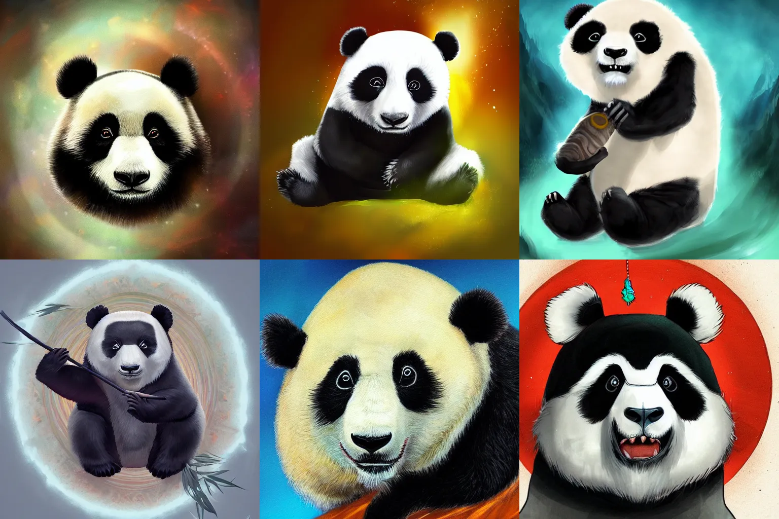 cute panda, glowing retro colours, dark blue | Stable Diffusion 