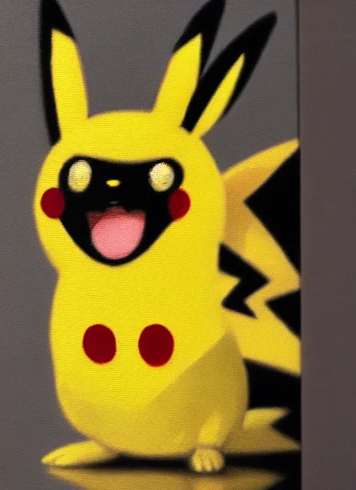 Image similar to a professional oil painting of pokemon pikachu smiling, f / 1. 4, 9 0 mm