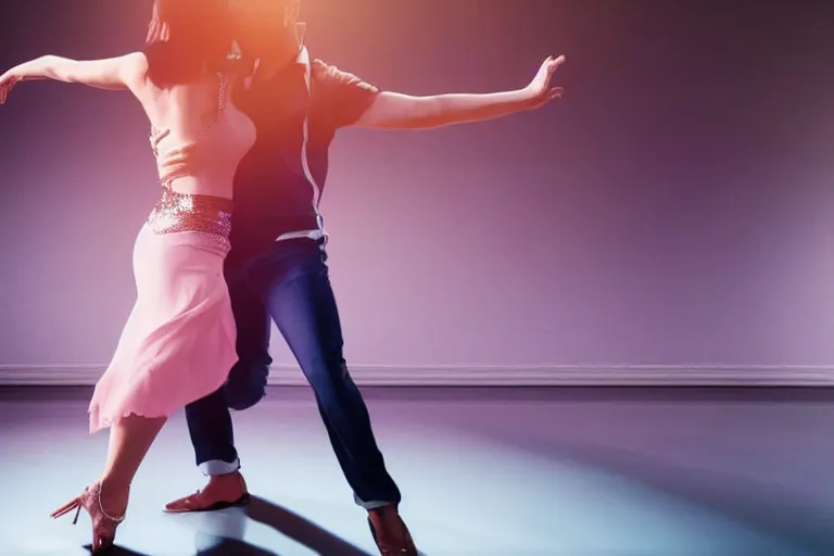 Image similar to still photo of bachata dancing, highly detailed, photorealistic portrait, bright studio setting, studio lighting, crisp quality and light reflections, unreal engine 5 quality render