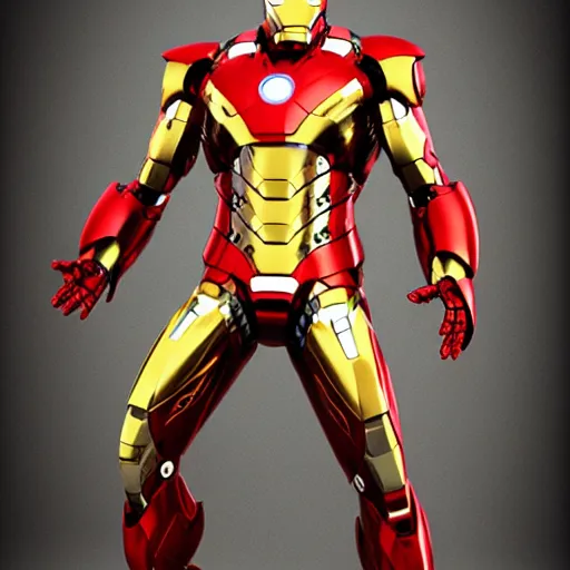 Image similar to gold and black iron man suit, 4k realistic photo