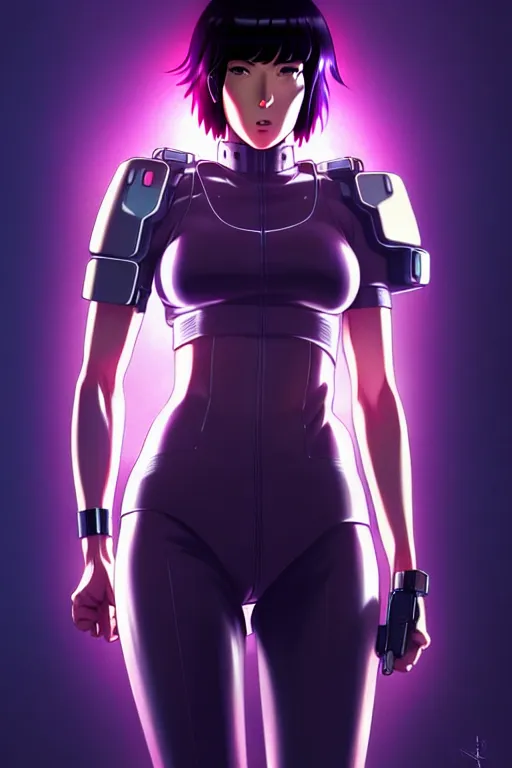 Image similar to a fullbody portrait of motoko kusanagi the major ghost in the shell : : stand alone complex, under repairs, maintenance : : by ilya kuvshinov, rossdraws, artgerm, sola digital arts, anti aliasing, raytracing : :