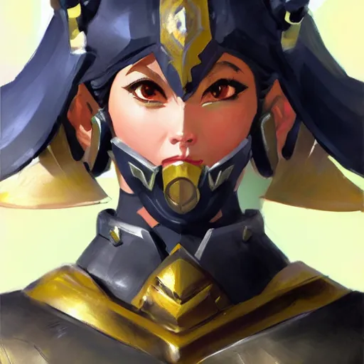 Image similar to greg manchess portrait painting of partially armored xinyan from genshin impact as overwatch character, medium shot, asymmetrical, profile picture, organic painting, sunny day, matte painting, bold shapes, hard edges, street art, trending on artstation, by huang guangjian and gil elvgren and sachin teng