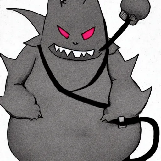 Image similar to gengar lost photo, gengar from pokemon, creepy, weird, intense, feels like you're in danger, help