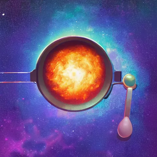 Prompt: the universe is fried on the pan, illustration, digital art, trending on artstation