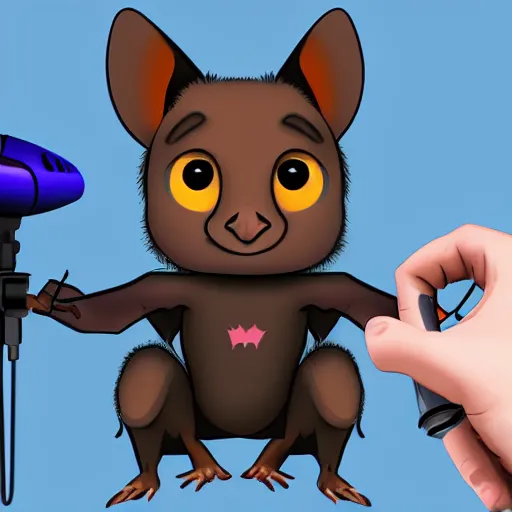 Image similar to a cute fruit bat streaming on twitch with microphone, digital art, very detailed 4k by Pixar