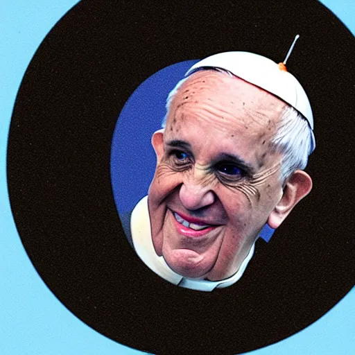 Image similar to the pope emerging from a black hole