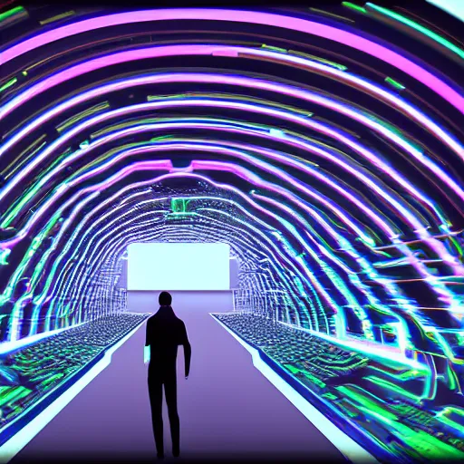 Image similar to the view inside a digital tron like bittorrent digital world, by random artist