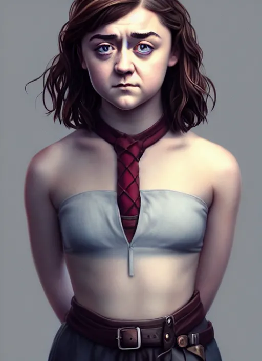 Image similar to full body gorgeous young Maisie Williams, realistic character concept, full body pose, autumn, shorter neck, illustration, symmetrical eyes and body, cinematic lighting, detailed realistic symmetrical eyes, artgerm, Joshua Middleton, single face, insanely detailed and intricate, beautiful