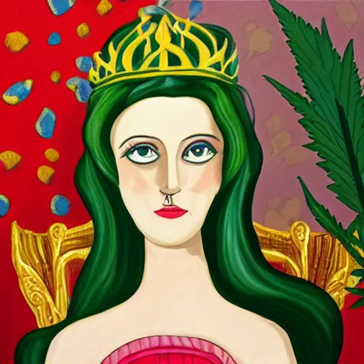 Image similar to painting of the princess of cannabis,