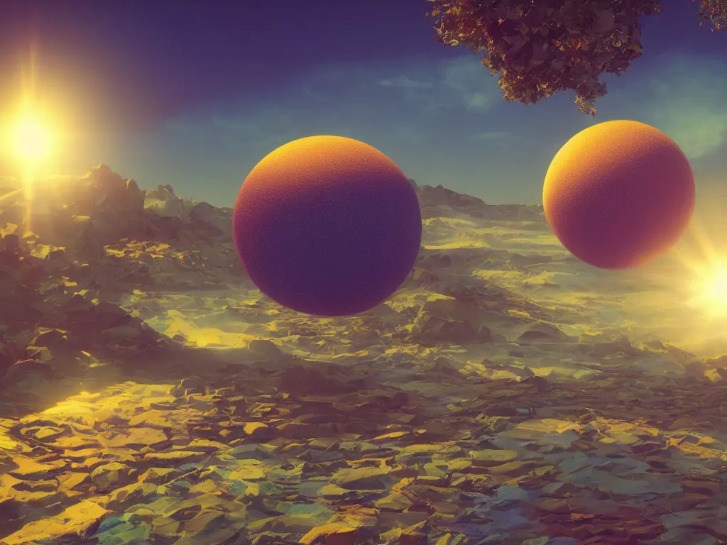 Image similar to 3 d render, sunlight study, the universe is a spheroid region 7 0 5 meters in diameter, art nouveau, by martin johnson heade and ( ( ( ( ( lisa frank ) ) ) ) ), 8 k, sharp focus, octane render