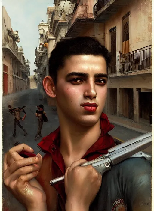 Prompt: portrait of a handsome young cuban buddies in old havana, by tom bagshaw and manuel sanjulian and greg rutkowski