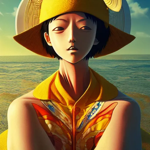 Prompt: symmetry, portrait of luffy at the sea, art by chengwei pan, art by viktoria gavrilenko, detailed, intricate, octane, trending on artstation