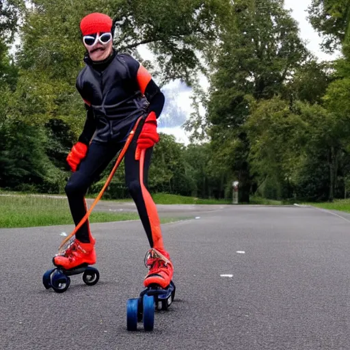 Prompt: spiders on rollerblades