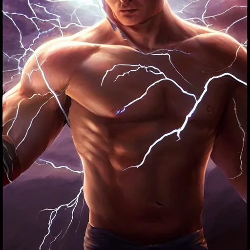 Image similar to benjamin netanyahu as the greek god of lightning, lightning bolts, highly detailed, ultra clear, by artgerm and greg rutkowski