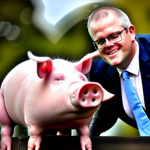 Image similar to scott morrison with the body of a pig