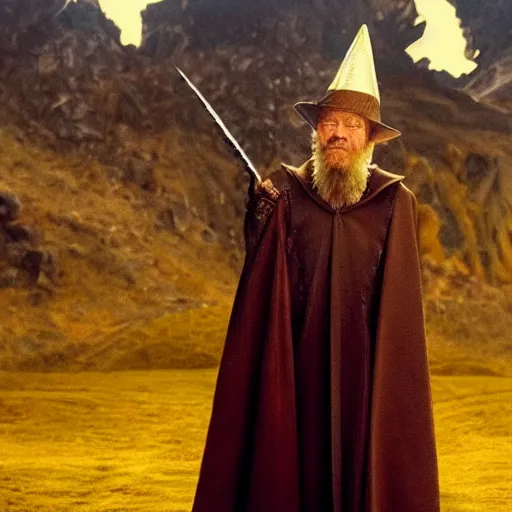 Prompt: Bryan Cranston as a wizard