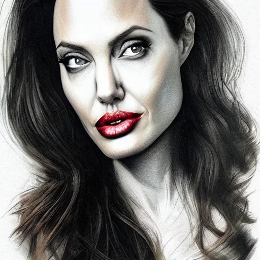 Image similar to angelina jolie as a ghostbuster highly detailed face