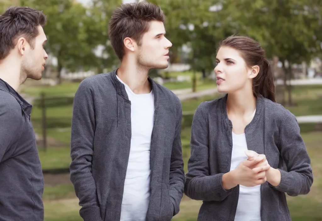 Prompt: attractive guy trying to talk to a girl, hd, high detailed