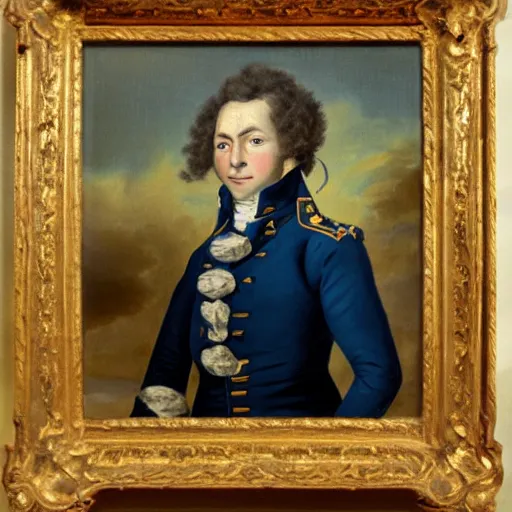 Image similar to A portrait of the Swedish war hero, naval officer Erik Hare, who is a rabbit, oil painting from 1787