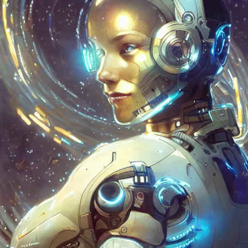 Prompt: cyborg droid entanglement milky way, epic lighting, sketch illustration, ultra detailed, art by artgerm and greg rutkowski and alphonse mucha