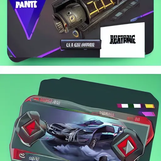 Prompt: car engine car parts concept art card, comic page, realistic fortnite, ui card