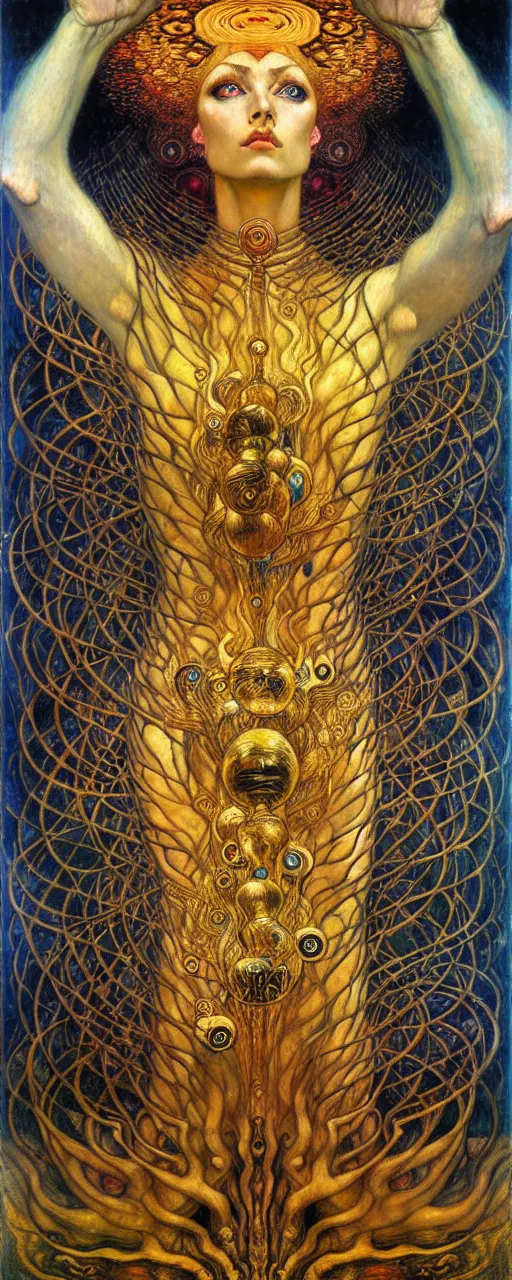 Image similar to Divine Chaos Engine by Karol Bak, Jean Delville, William Blake, Gustav Klimt, and Vincent Van Gogh, symbolist, visionary