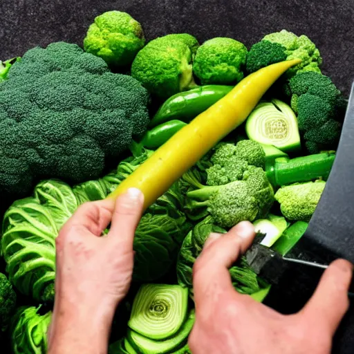 Image similar to first person view, pov, 9 0 degrees fov, you cutting vegetables