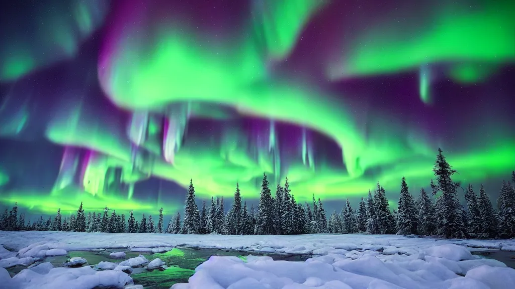 Image similar to amazing landscape photo of aurora lights with lake by marc adamus, beautiful dramatic lighting