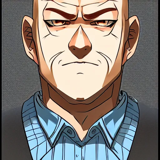 Image similar to portrait of the hank schrader, anime fantasy illustration by tomoyuki yamasaki, kyoto studio, madhouse, ufotable, symmetrical face, trending on artstation