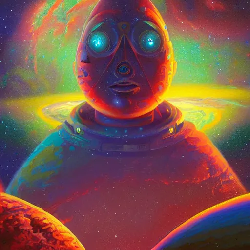 Image similar to space landscape, illustration painting, oil on canvas, intricate, portrait, detailed illustration, hd, digital art, overdetailed art, concept art, complementing colors, detailed, illustration painting by alex gray, digital art, overdetailed art, concept art, complementing colors rendered by beeple, syd meade