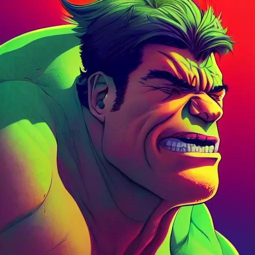 Image similar to ⁠portrait of The Incredible Hulk, New Mexican desert background, rich vivid colors, ambient lighting, dynamic lighting, 4k, HQ, official media, anime key visual, makoto shinkai, ilya kuvshinov, lois van baarle, rossdraws, detailed, trending on artstation