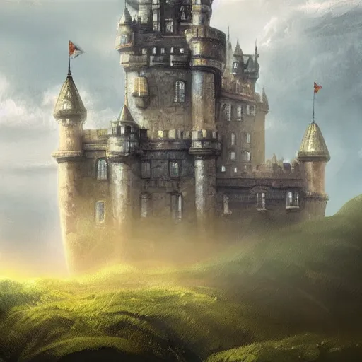 Image similar to castle in the clouds, sharp focus, cinematic, elegant, artisan, artistation, matte, high detail, concept art, illustration