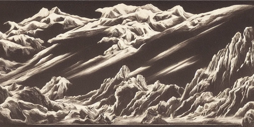 Image similar to a night landscape background by stanislaw szukalski