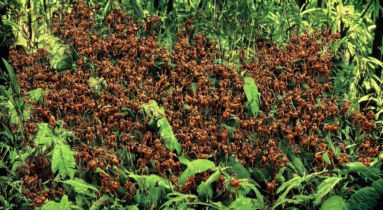 Image similar to an incredible surrealist mix of human and ants in the jungle, by the best photographer of national geographic, scientific photo, hight quality, realistic light, kodachrome 6 4, hiperdetailed