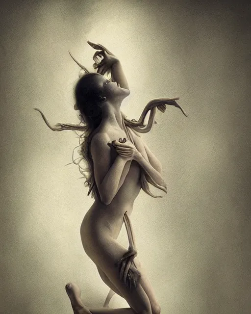 Image similar to conjuring an image from noise, by michael parkes, brooke shaden, and greg rutkowski, intricate, artgerm