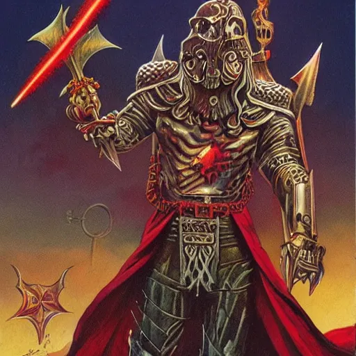 Image similar to Artwork by Clyde Caldwell of The Sanguinary Grail.