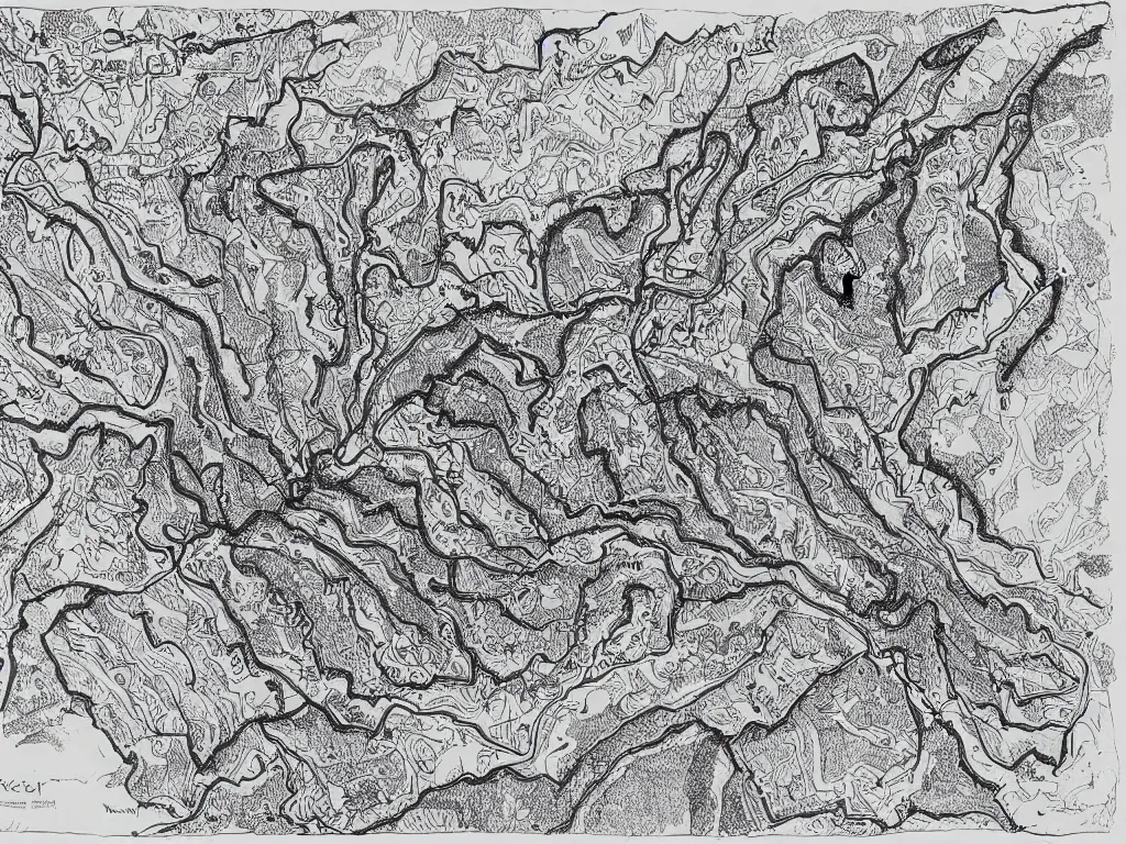 Image similar to South Carolina cave map, Ink drawing by Deven Rue, fine point pen