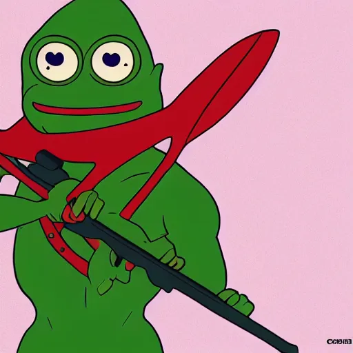 Prompt: Pepe frog muscular warrior character in Joan Cornella style, HD , 4K, volume light, sharp focus, cinematic composition, dramatic pose, hyper detailed,