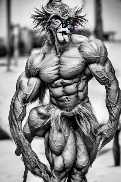 Prompt: The Grinch is a jacked muscle builder gigachad, grayscale photography